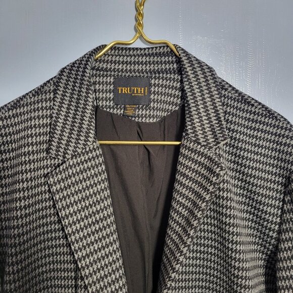 Truth by Republic 3X Light Gray Black Houndstooth One Button Longsleeve Blazer - Picture 2 of 12